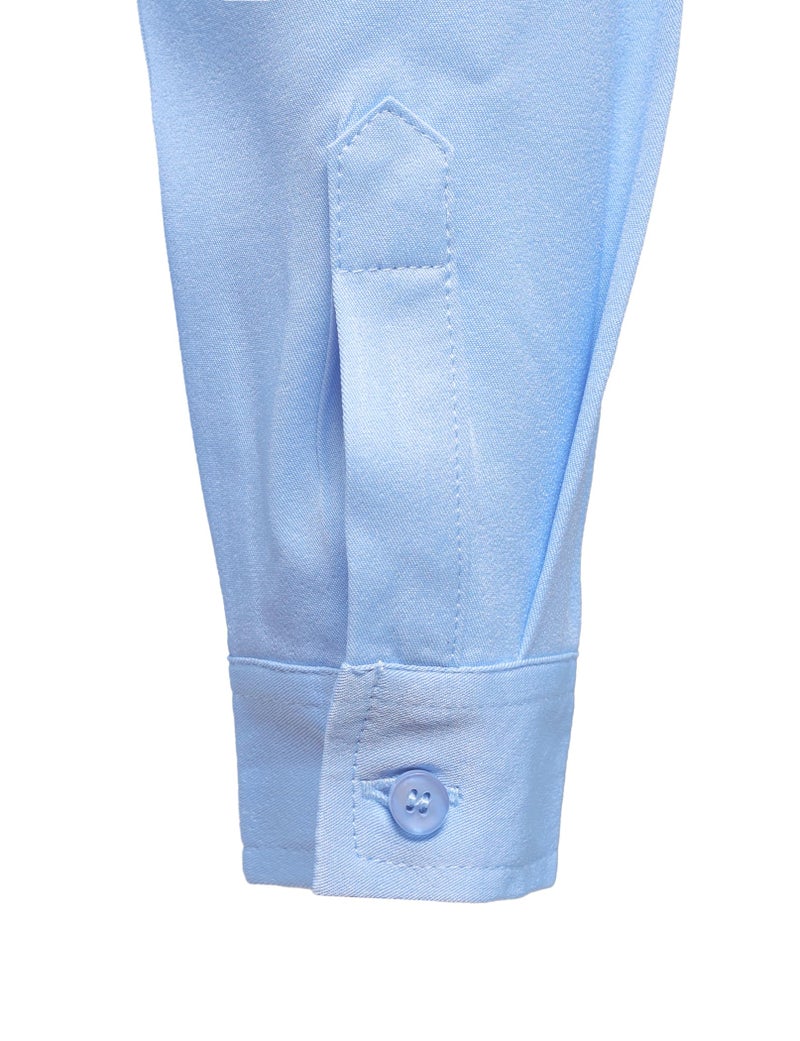 AOTIK Boys Stretch Wrinkle Free Dress Shirts Button Down Shirt Long Sleeve Formal School Uniform Shirts 12 Light Blue - Image 2