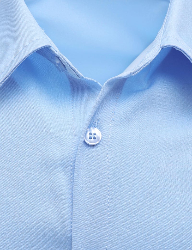 AOTIK Boys Stretch Wrinkle Free Dress Shirts Button Down Shirt Long Sleeve Formal School Uniform Shirts 12 Light Blue - Image 4