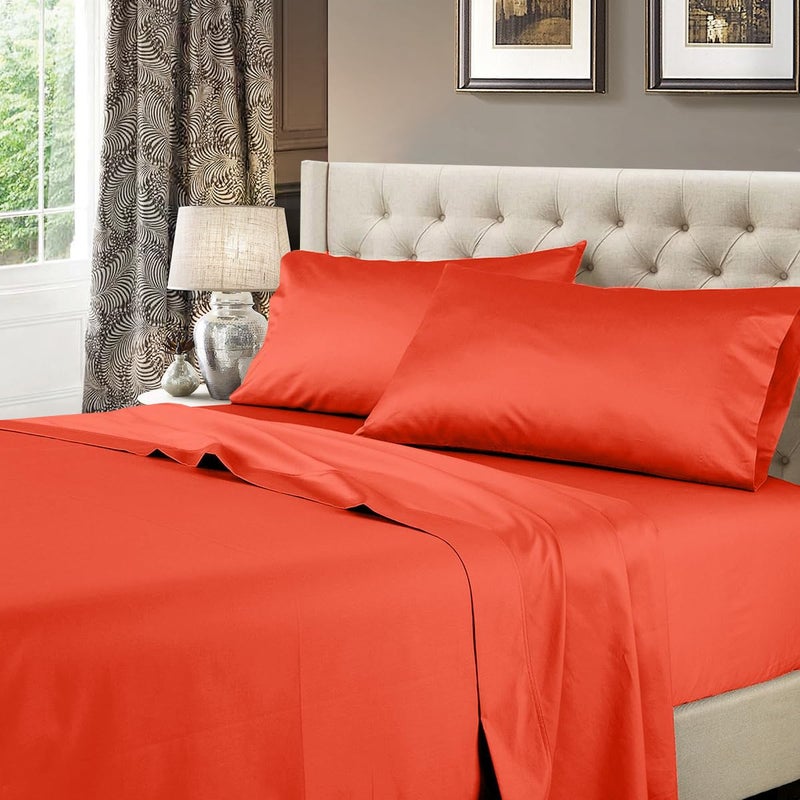 Royal Hotel Bedding Royal Hotel Bedding Top-Split-California-King: Adjustable Cal King Bed Sheets 4PC Solid Coral 100% Cotton 600-Thread-Count  Deep Pocket  - Image 1