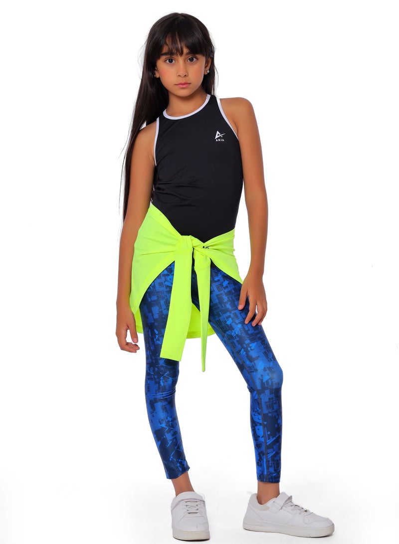 ANJA Girls Neon Green Tie-Waist Hip Cover – Sporty Modest Wrap - Image 1