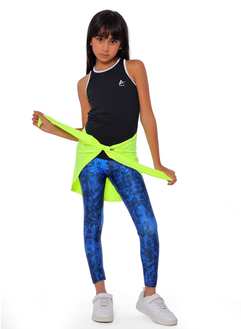 ANJA Girls Neon Green Tie-Waist Hip Cover – Sporty Modest Wrap - Image 2