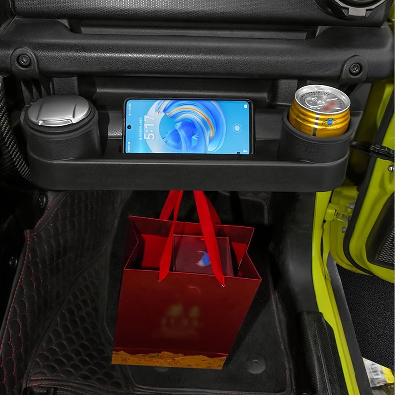 For Suzuki Jimny JB64 JB74 Passenger Side Car Storage Organizer Black No Drill Installation Cup Holder Compact Glove Box Durable Resin Interior Vehicle Organization Sleek Design High Quality Material Travel Road Trip Essentials - Image 3
