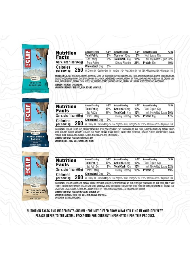 Clif Bar - CLIF BAR - Energy Bars - Variety Pack - Made with Organic Oats - 9-11g Protein - Non-GMO - Plant Based - 2.4 oz. (16 Count) - Image 1