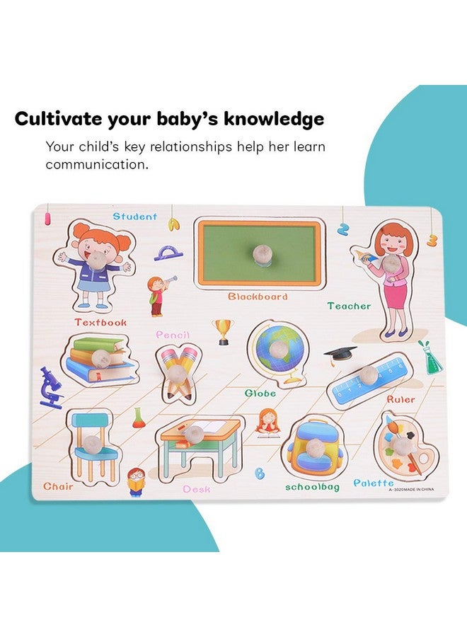 baybee wooden vehicles with picture educational board for kids with knob, early educational learning wooden puzzle board for kids, children boys & girls-Beige - Image 2