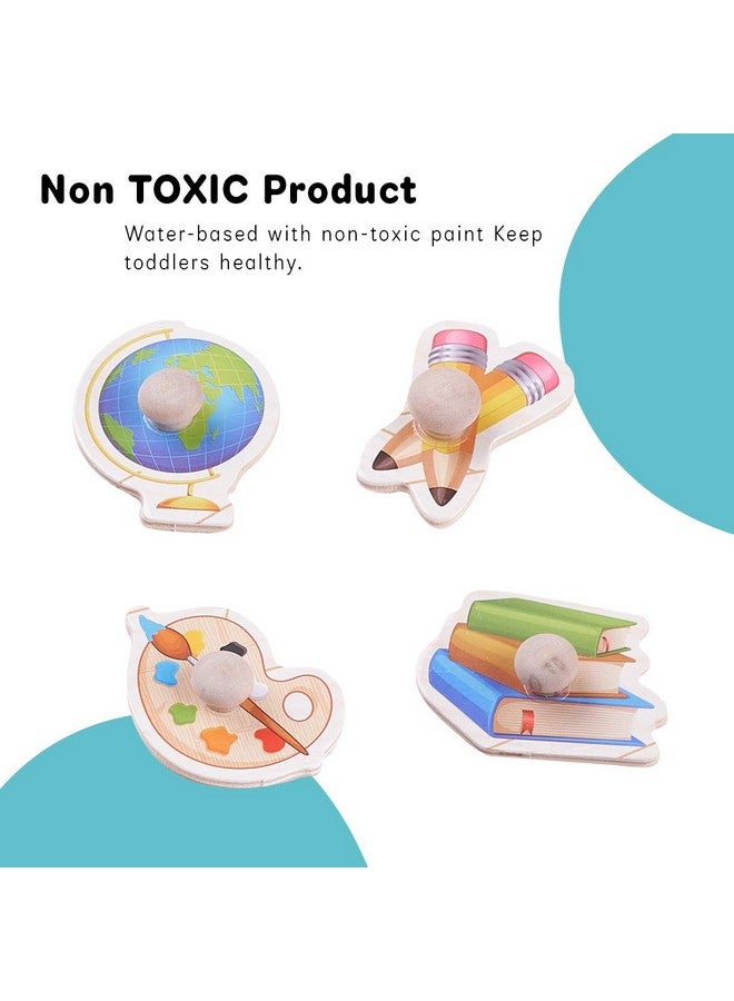 baybee wooden vehicles with picture educational board for kids with knob, early educational learning wooden puzzle board for kids, children boys & girls-Beige - Image 4