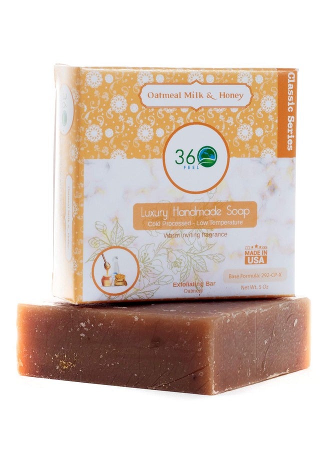 360Feel - 360Feel Oatmeal Milk & Castile Handmade Soap Bar - Warm inviting fragrance - exfoliant - Essential Oil Natural Soaps- Great as Anniversary Wedding Gifts Christmas stocking stuffer Honey, Brown, 5 Oz - Image 1