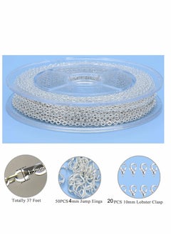 Excefore 33 Feet Jewellery Making Chains, Silver Plated Necklace Chain Bulk for DIY Craft Necklace Pendant with 4mm Jump Ring and Lobster Clasps  - Image 5