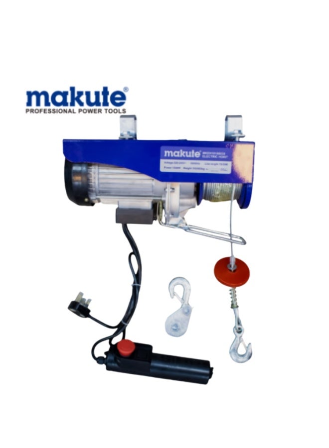 ماكيوت رافعة كهربائية 1050 وات، رافعة علوية شديدة التحمل للجراج والمستودعات، قدرة رفع 400 كجم/800 كجم مع سلك فولاذي 30 مترًا، رفع طاقة صناعي 220-240 فولت - MKEH10105030 - Image 1