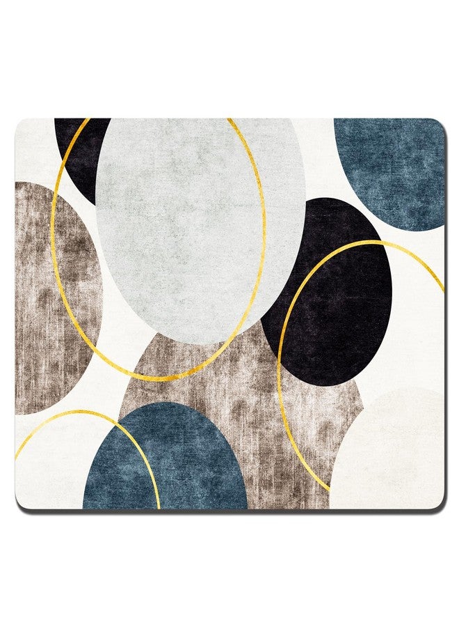 Rnivvi Dog Food Mat, 12" x 19" Boho Absorbent Dog Cat Bowl Mat for Food and Water, Cute Anti-Slip Rubber Pet Feeding Rug Protect Floors, Puppy Placemat for Feeding & Watering Supplies, Abstract Circle - Image 1