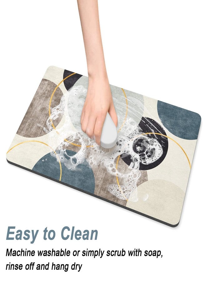 Rnivvi Dog Food Mat, 12" x 19" Boho Absorbent Dog Cat Bowl Mat for Food and Water, Cute Anti-Slip Rubber Pet Feeding Rug Protect Floors, Puppy Placemat for Feeding & Watering Supplies, Abstract Circle - Image 5