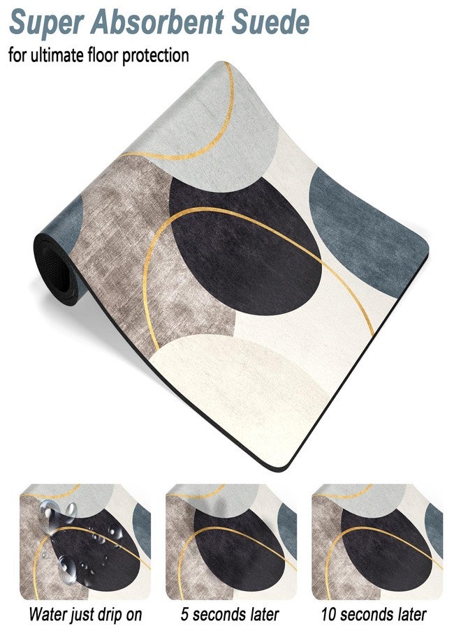 Rnivvi Dog Food Mat, 12" x 19" Boho Absorbent Dog Cat Bowl Mat for Food and Water, Cute Anti-Slip Rubber Pet Feeding Rug Protect Floors, Puppy Placemat for Feeding & Watering Supplies, Abstract Circle - Image 3