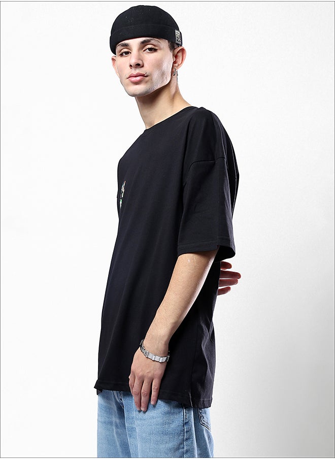 RAVIN - Black Printed "Rick And Morty" Relaxed Fit Tee - Image 1