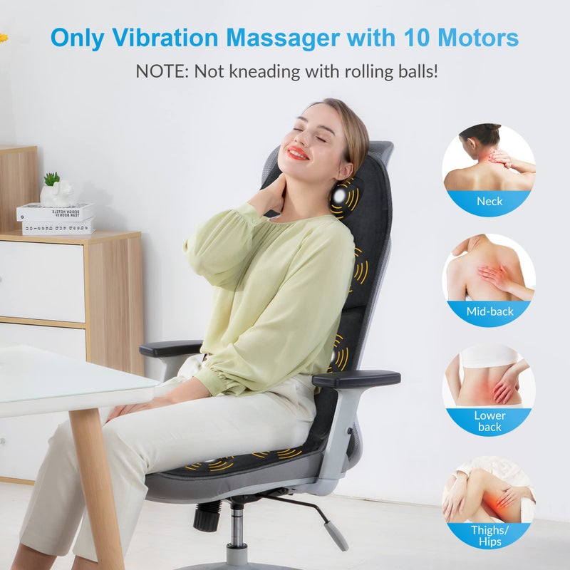 COMFIER Back Massager with Heat, App Control Vibration Massage Seat Cushion, 10 Motors & 3 Heat Levels Chair Massager Pad, Gifts for Mom,Dad Home Office Use,Black - Image 3