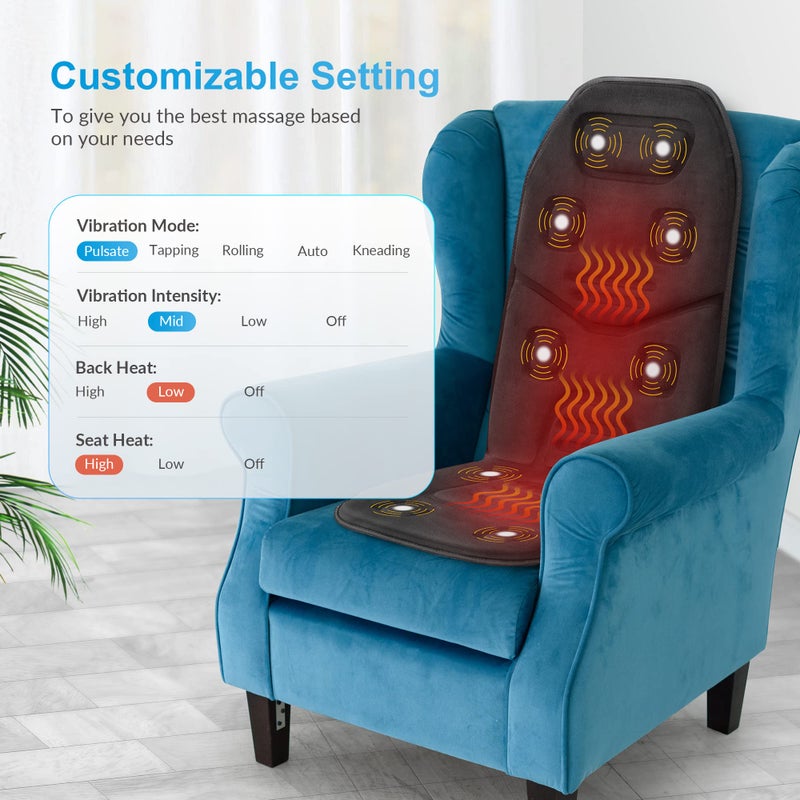 COMFIER Back Massager with Heat, App Control Vibration Massage Seat Cushion, 10 Motors & 3 Heat Levels Chair Massager Pad, Gifts for Mom,Dad Home Office Use,Black - Image 5