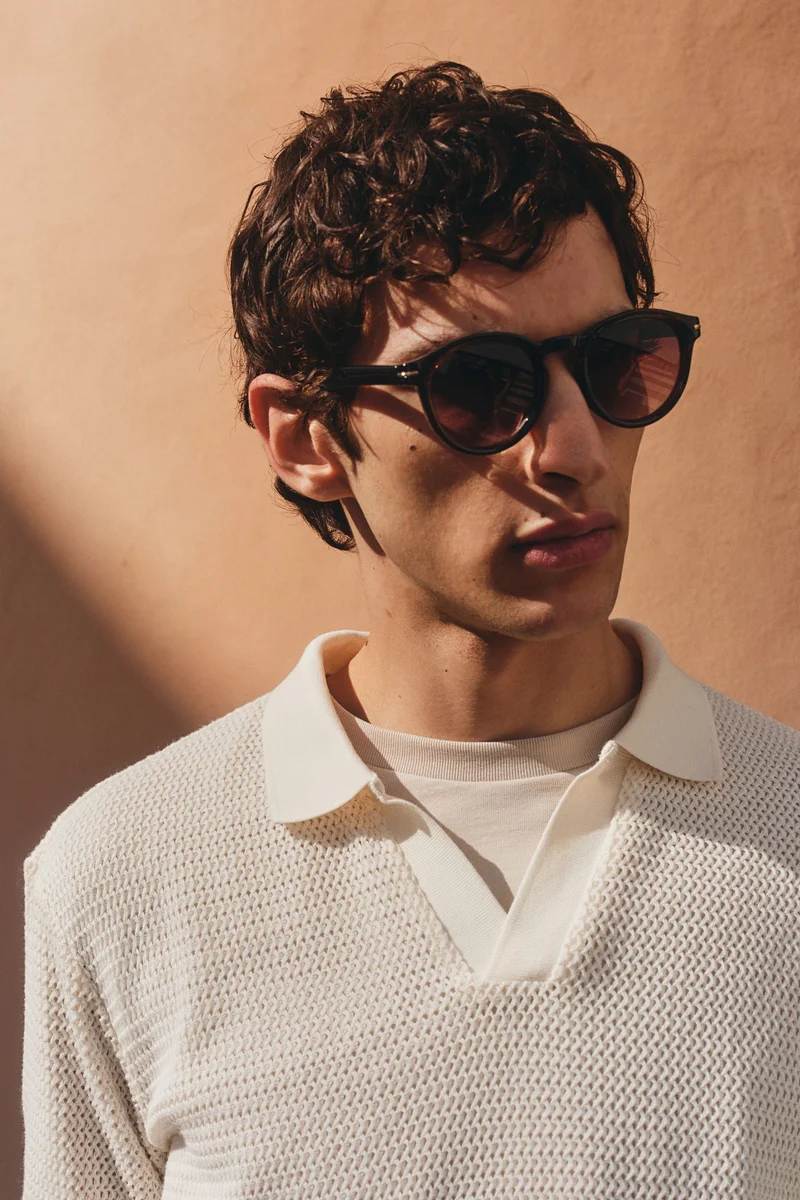 H&M Regular Fit Hole-knit polo shirt