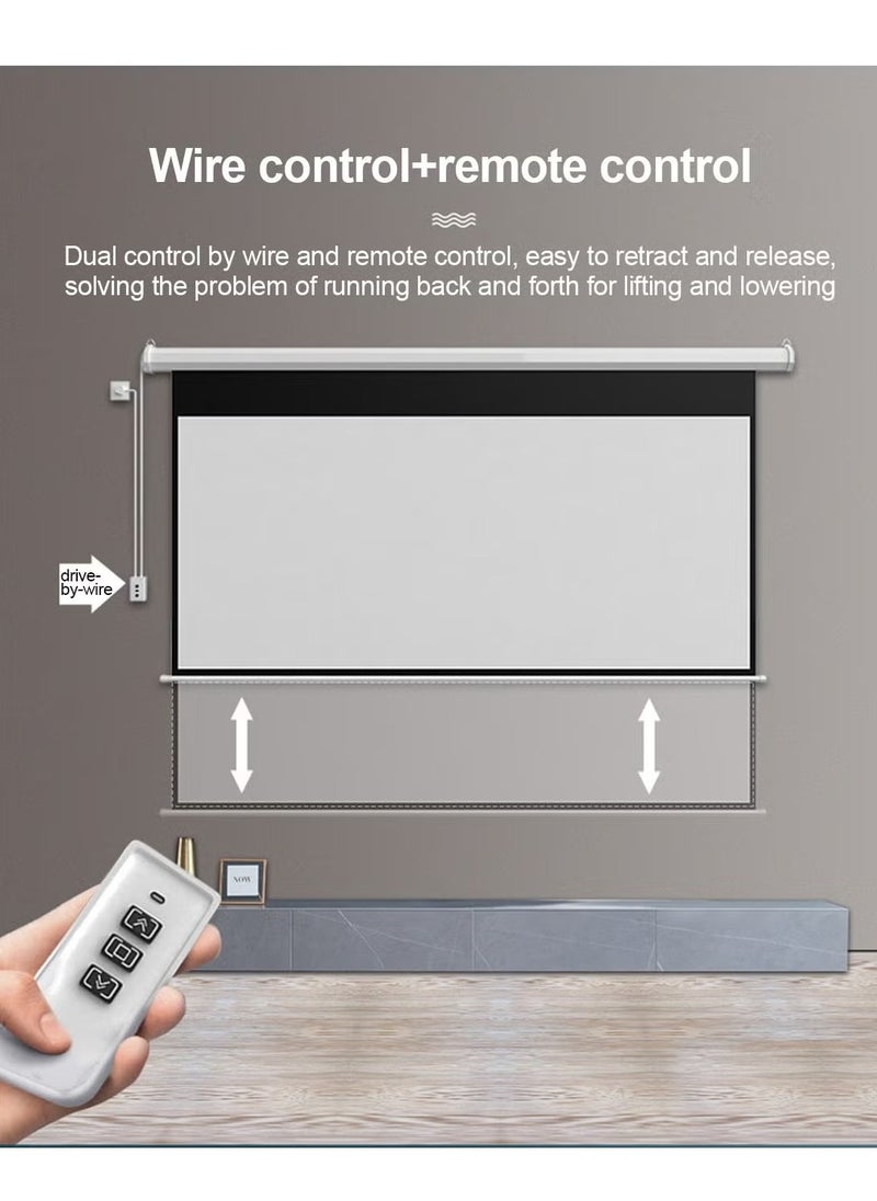 Flash Hawk 72 Inch 4:3 Wall Mount Electric Projector Screen Motorized Projection Curtain with Remote Control For Business/School/Office/Meeting  - Image 3