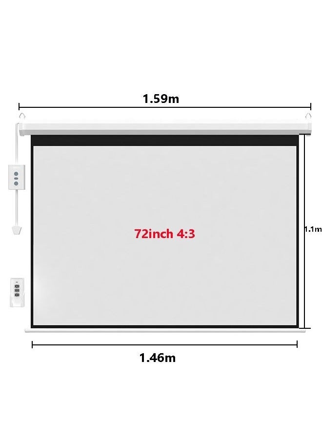 Flash Hawk 72 Inch 4:3 Wall Mount Electric Projector Screen Motorized Projection Curtain with Remote Control For Business/School/Office/Meeting  - Image 2