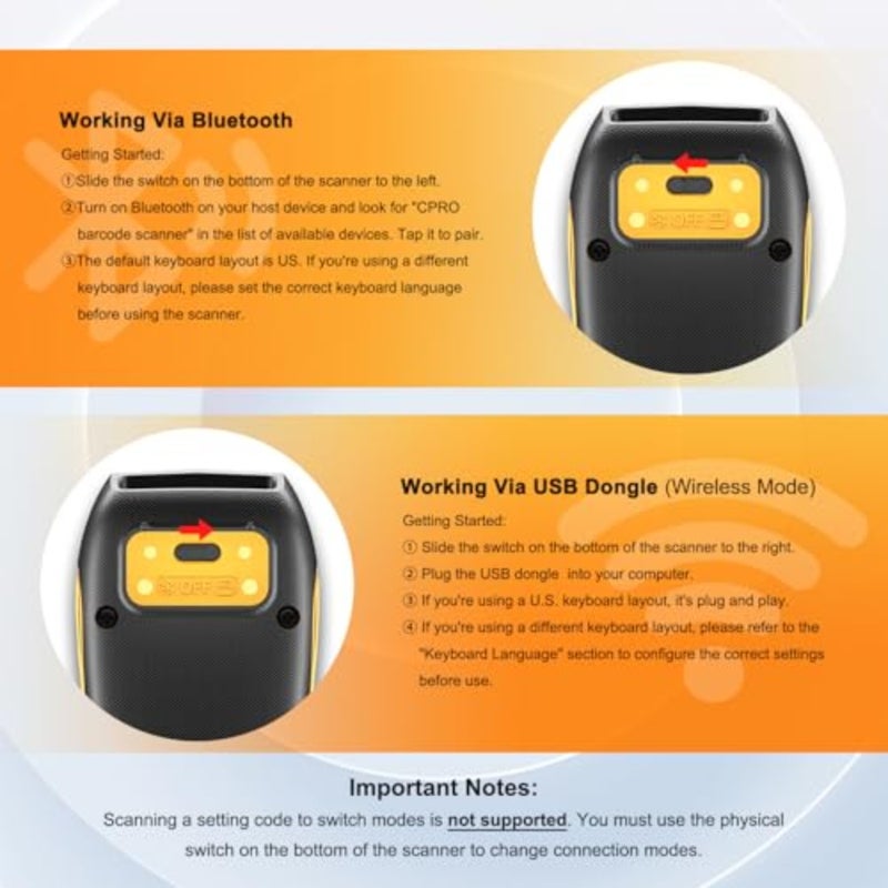 CS7501 QR Code Scanner ماسح باركود بلوتوث مطور، قارئ باركود صغير محمول 1D و2D لإدارة المخزون، ماسح ضوئي للصور لاسلكي للأجهزة اللوحية، Android، iOS، الكمبيوتر الشخصي، وأنظمة نقاط البيع - Image 2