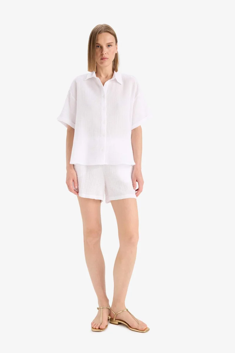 DeFacto Regular Fit Muslin White Shirt