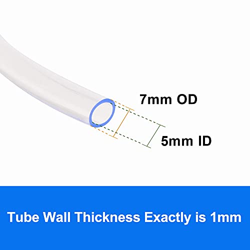 QuQuyi PVC Vinyl Tubing Lightweight Grade Clear Plastic Tube, 5mm ID X 7mm OD PVC Tube Flexible Plastic Hose Line Pipe Oil Resistant Multipurpose Vinyl Hose, BPA Free，16.4FT - Image 2