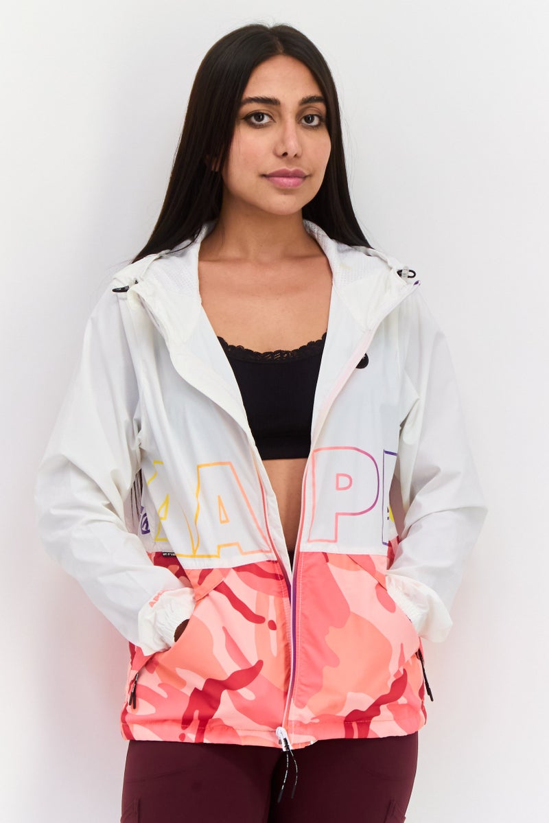 Aape By A Bathing Ape Women Graphic Print Windbreaker Jacket, White Combo  - Image 1