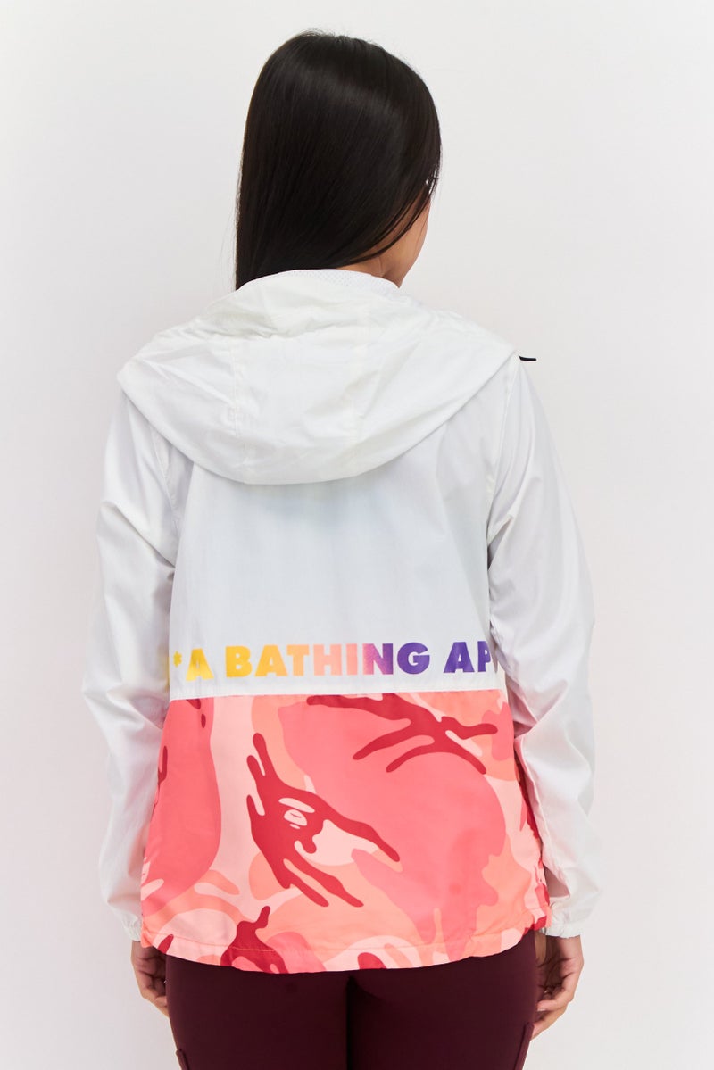 Aape By A Bathing Ape Women Graphic Print Windbreaker Jacket, White Combo  - Image 3