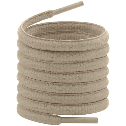 YFINE Oval Sports Shoe Laces: 2 Pairs 51 Inch Khaki Half Round Shoelaces for Sneaker Athletic Shoes - Image 1