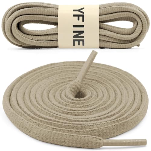 YFINE Oval Sports Shoe Laces: 2 Pairs 51 Inch Khaki Half Round Shoelaces for Sneaker Athletic Shoes - Image 2