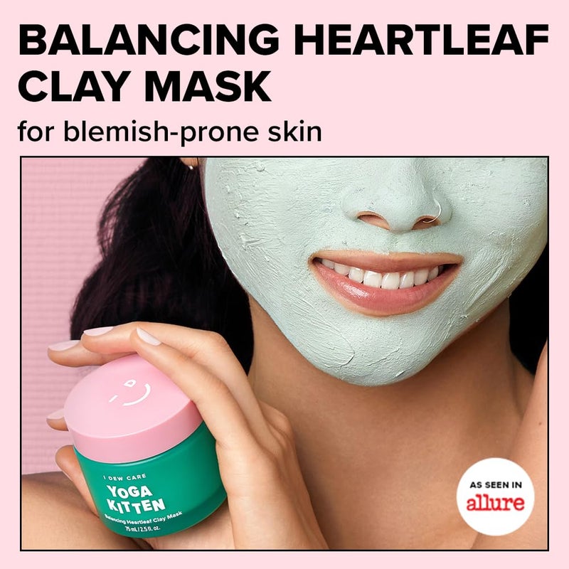 I DEW CARE Heartleaf Clay Mask - Yoga Kitten | Wash-off, For Blemish-prone with Kaolin, Heartleaf, Tea Tree Extract, Home Spa, Korean Skincare, Glass Skin Look, Soothing, Christmas Gifts, 2.5 FL Oz - Image 2