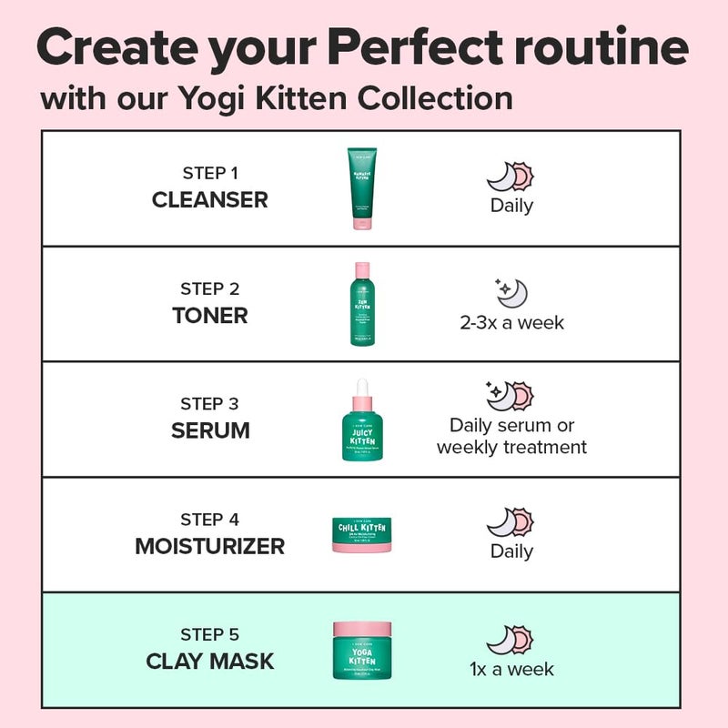 I DEW CARE Heartleaf Clay Mask - Yoga Kitten | Wash-off, For Blemish-prone with Kaolin, Heartleaf, Tea Tree Extract, Home Spa, Korean Skincare, Glass Skin Look, Soothing, Christmas Gifts, 2.5 FL Oz - Image 3