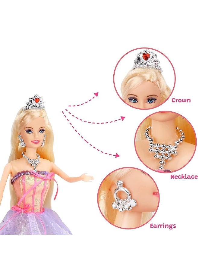BETTINA Princess Doll with Color Changing Unicorn Toys, Unicorn Changes Color Under Sunshine, 11.5 Inch Doll with Princess Dress&Acessories, Unicorn Toys Gifts for Girls 3-12 - Image 2