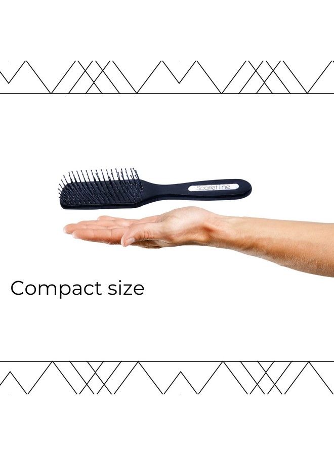 Scarlet Line Professional Ladies 7 Rows Wood Matt Flat Smoothing N Styling Wooden Hair Brush With Handle For Men N Women_Matte Black - Image 5