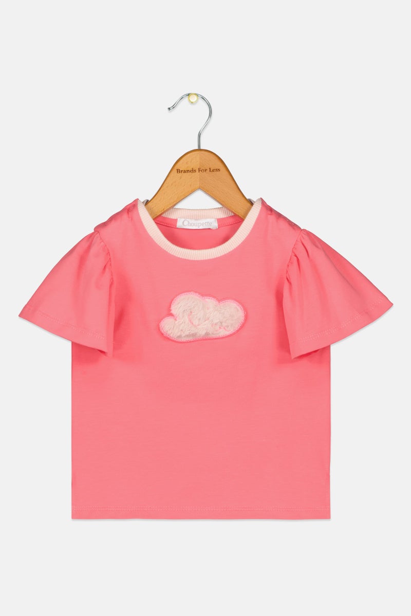 Choupette Toddlers Girl Short Sleeve Textured T-Shirt, Pink - Image 1