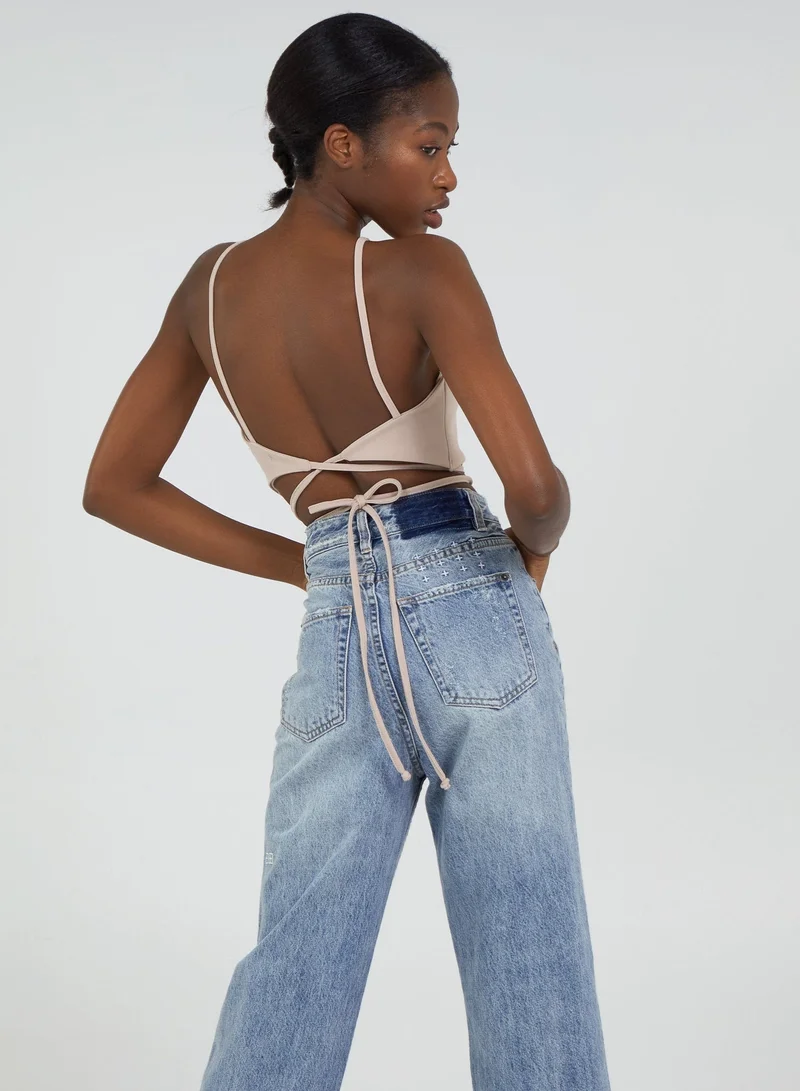 Pink Vanilla Tie Back Crop Top