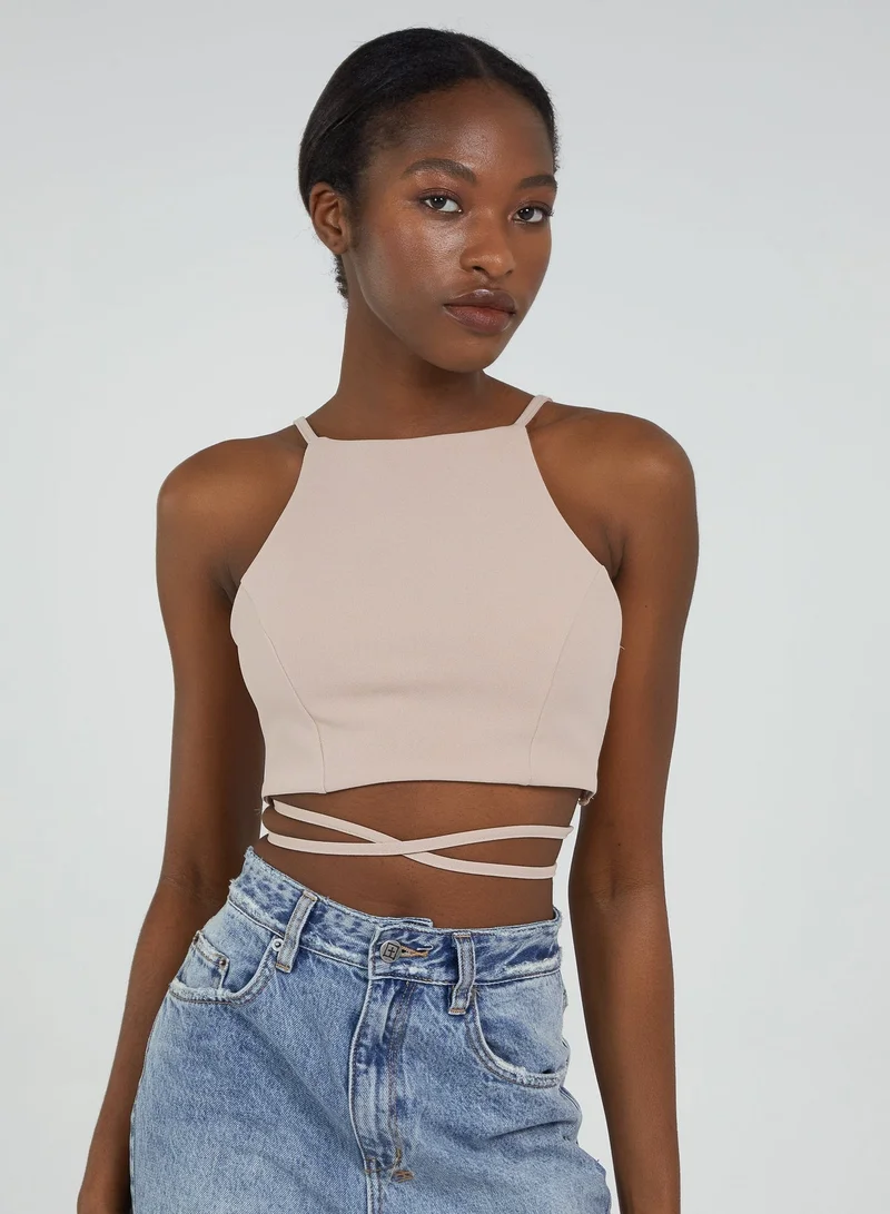 Pink Vanilla Tie Back Crop Top