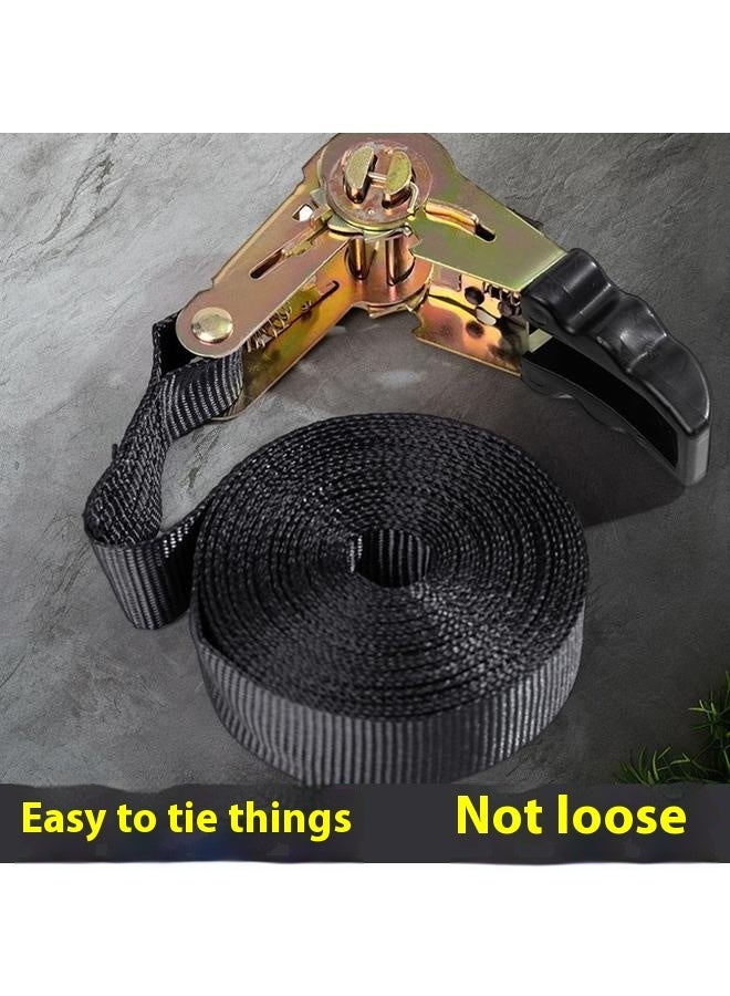 Loquat 2pcs 2.5cm*6m Endless Ratchet Tie Down Straps Heavy Duty Cargo Tie Downs, Sturdy Nylon Black Strap Down Ratcheting Securing Straps, Track Spring Fittings, Tie-Down Motorcycles, Trailer Loads, Kayak - Image 3