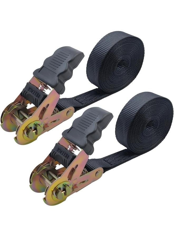 Loquat 2pcs 2.5cm*6m Endless Ratchet Tie Down Straps Heavy Duty Cargo Tie Downs, Sturdy Nylon Black Strap Down Ratcheting Securing Straps, Track Spring Fittings, Tie-Down Motorcycles, Trailer Loads, Kayak - Image 4