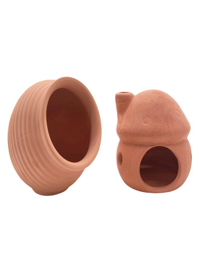 M2cbridge Pottery Ceramic Jar Natural Clay Vase Cichlid Small Fish Shrimp to Play Hide Breed Habitat (Red Clay, 2pcs) - Image 2
