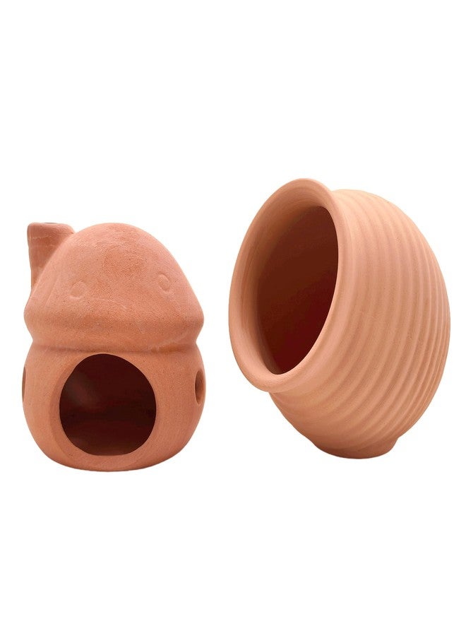 M2cbridge Pottery Ceramic Jar Natural Clay Vase Cichlid Small Fish Shrimp to Play Hide Breed Habitat (Red Clay, 2pcs) - Image 1