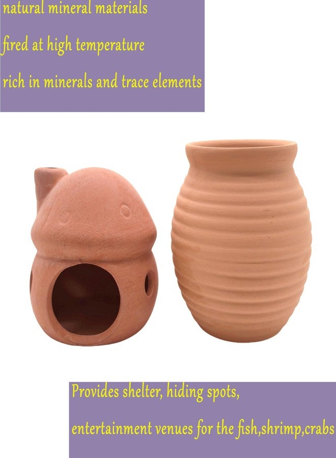 M2cbridge Pottery Ceramic Jar Natural Clay Vase Cichlid Small Fish Shrimp to Play Hide Breed Habitat (Red Clay, 2pcs) - Image 5
