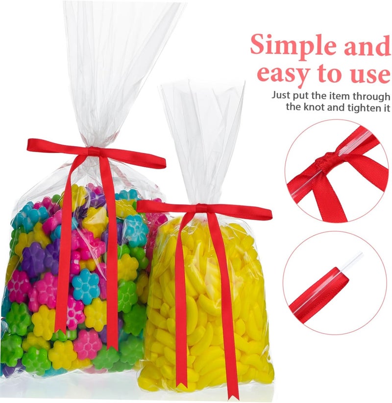 KALLORY 24pcs Decorative Satin Bows Twist Ties for Wrapping Treat Bags and Crafts Burgundy Color for Holidays Weddings and Party Favors - Image 3