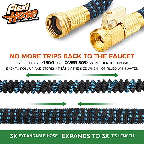 Flexi Hose Expandable Garden Hose with 8 Function Nozzle 25FT Lightweight Retractable Garden Hose Water Hose NoKink Flexibility 34 Inch Solid Brass Fittings and Double Latex Core - Image 3