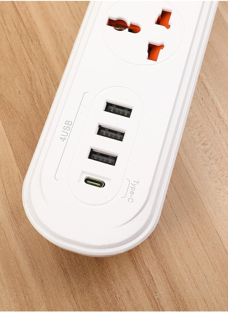 TYCOM - Power Strip Surge Protector with USB- Extension Cord Flat Plug with Widely 3 AC Outlet and 3 USB + 1 PD Port, Small Desktop Station with 6 ft Power Cord, Compact Socket (3G3U1PD-T17) - Image 1