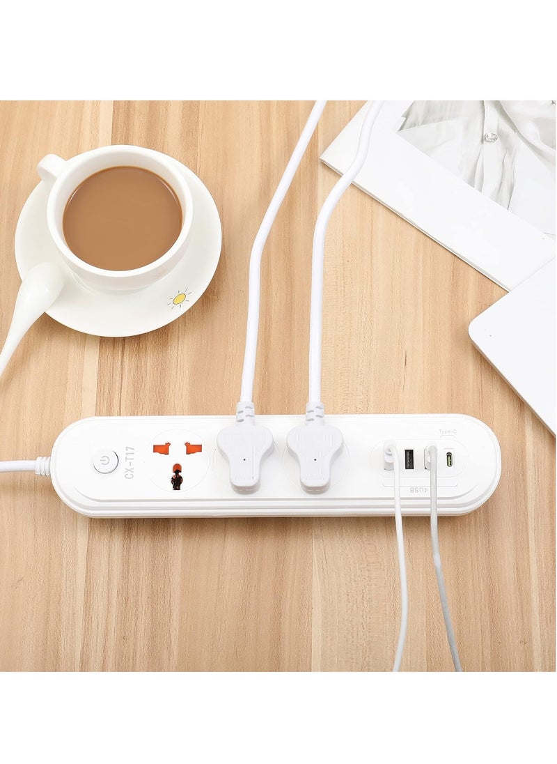 TYCOM - Power Strip Surge Protector with USB- Extension Cord Flat Plug with Widely 3 AC Outlet and 3 USB + 1 PD Port, Small Desktop Station with 6 ft Power Cord, Compact Socket (3G3U1PD-T17) - Image 1
