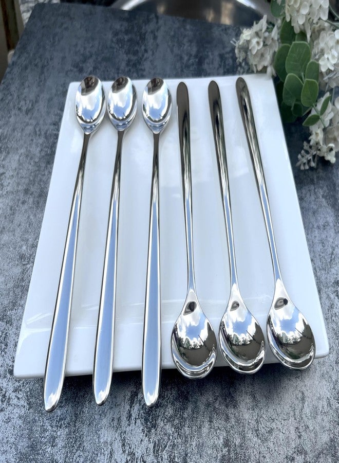 Pretihome 6 Piece Long Handle Stirring Spoon 8.5 inch Ice Tea Spoon Premium 18/10 Stainless Steel (SUS 304#) for Mixing, Cocktail Stirring, Tea, Coffee, Milkshake, Cold Drink - Image 2