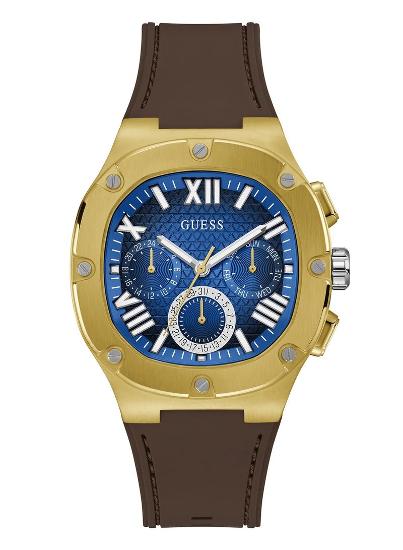 GUESS Mens Brown Gold Tone Multi-function Watch GW0571G5 - Image 1