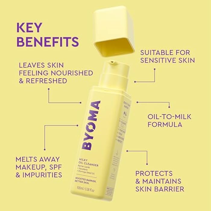 BYOMA Milky Oil Cleanser - Hydrating Facial Cleanser for Skin Barrier Repair - Tri-Ceramide Face Wash for Sensitive Skin & All Skin Types - Deeply Hydrated Skin, No Oily Residue - 3.38 fl oz - Image 3