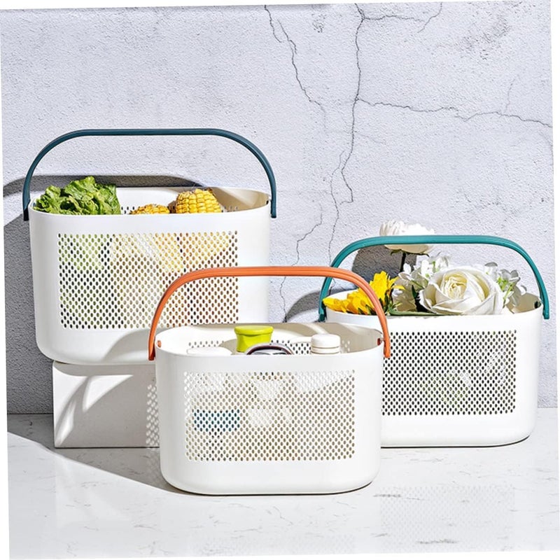 TONSYL حامل دش محمول للتخزين مع مقبض، تصميم عصري، ثقوب تصريف متعددة، سلة بلاستيكية لتنظيف المستلزمات للحمام، المكتب، المطبخ (أخضر) - Image 5