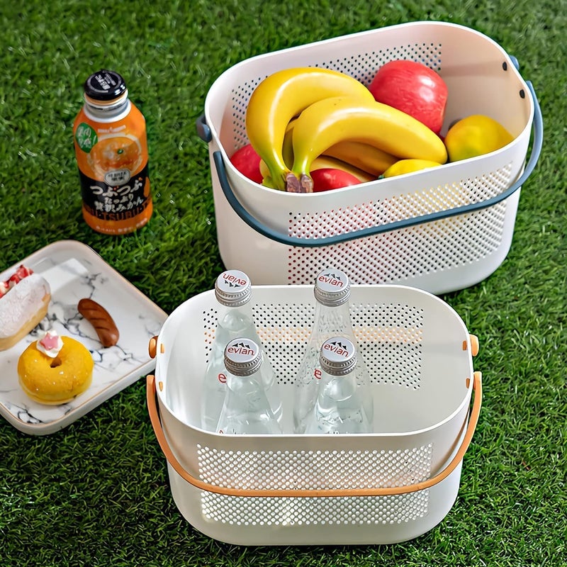 TONSYL حامل دش محمول للتخزين مع مقبض، تصميم عصري، ثقوب تصريف متعددة، سلة بلاستيكية لتنظيف المستلزمات للحمام، المكتب، المطبخ (أخضر) - Image 3