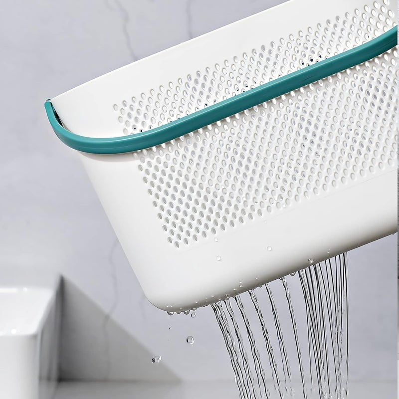 TONSYL حامل دش محمول للتخزين مع مقبض، تصميم عصري، ثقوب تصريف متعددة، سلة بلاستيكية لتنظيف المستلزمات للحمام، المكتب، المطبخ (أخضر) - Image 2